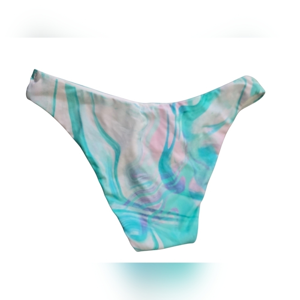 Aqua Women's Swirl Print Basic Bikini Bottom Small - Picture 3 of 7